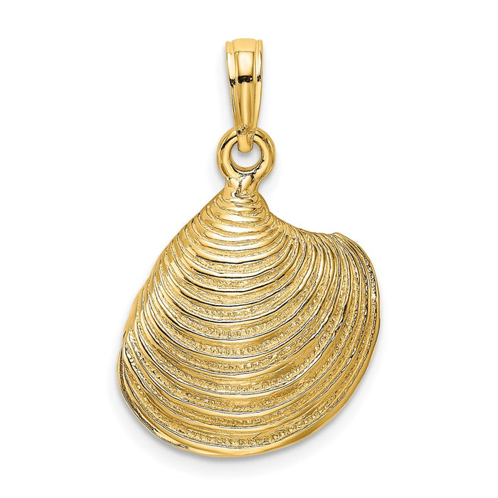 Million Charms 14K Yellow Gold Themed 3-D Textured Clam Shell Charm