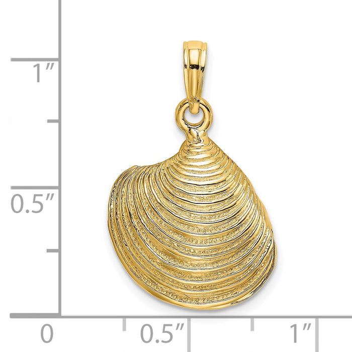 Million Charms 14K Yellow Gold Themed 3-D Textured Clam Shell Charm