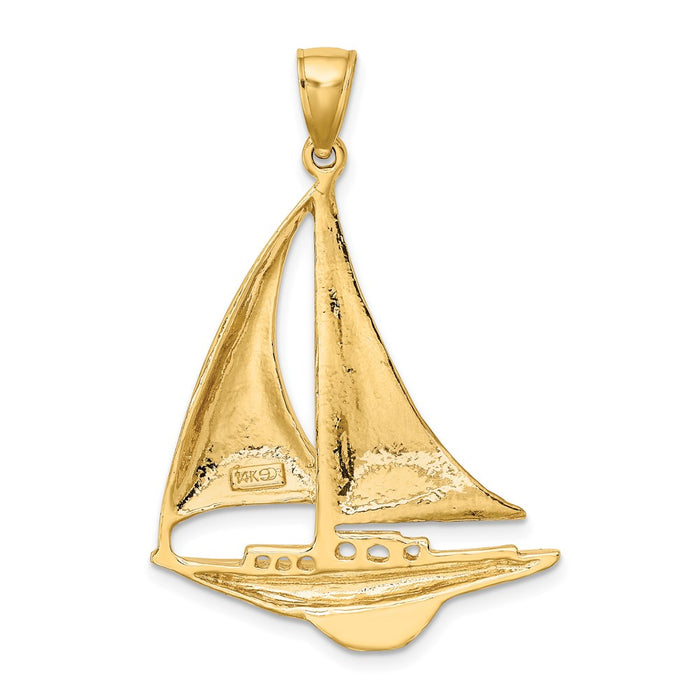 Million Charms 14K Yellow Gold Themed Polished Nautical Sailboat Charm