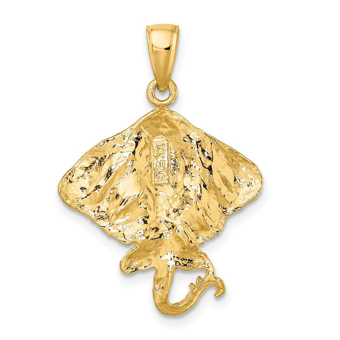 Million Charms 14K Yellow Gold Themed 2-D Stingray Charm