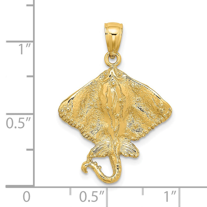 Million Charms 14K Yellow Gold Themed 2-D Stingray Charm