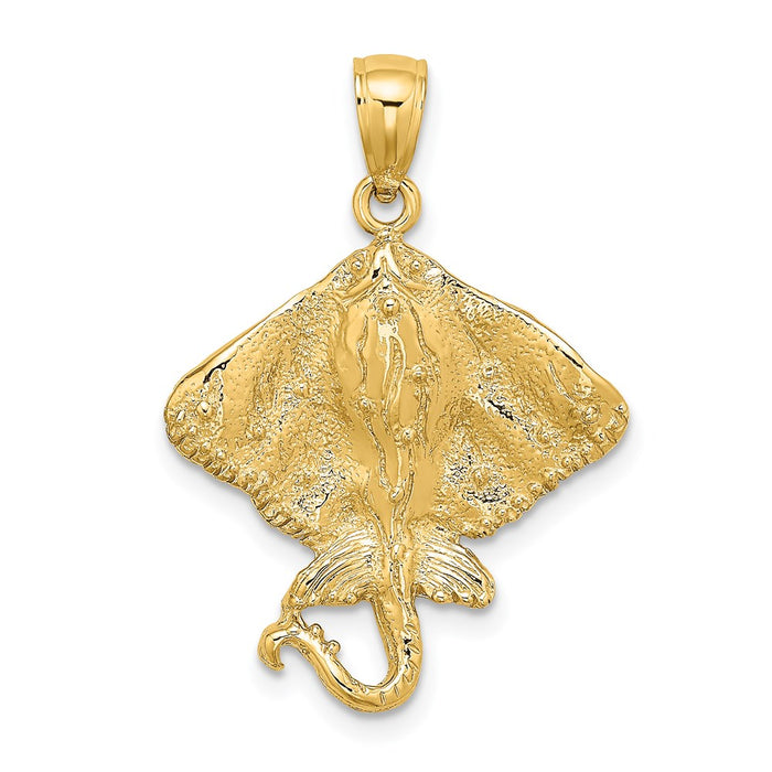 Million Charms 14K Yellow Gold Themed 2-D Stingray Charm