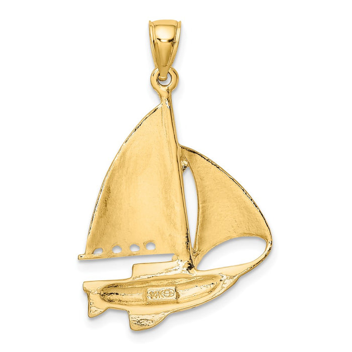 Million Charms 14K Yellow Gold Themed Polished Nautical Sailboat Charm