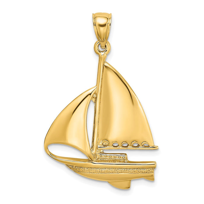 Million Charms 14K Yellow Gold Themed Polished Nautical Sailboat Charm