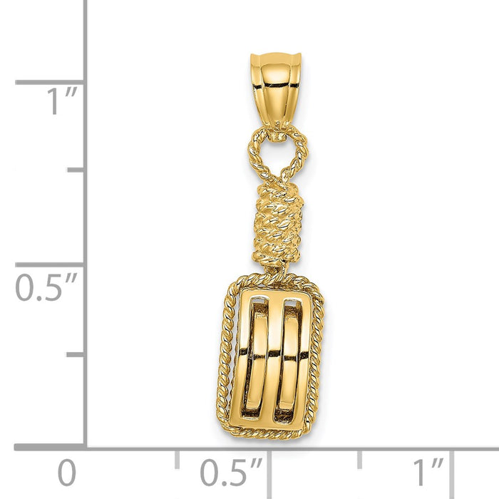 Million Charms 14K Yellow Gold Themed Block Mariners Pulley Charm