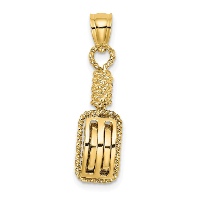 Million Charms 14K Yellow Gold Themed Block Mariners Pulley Charm