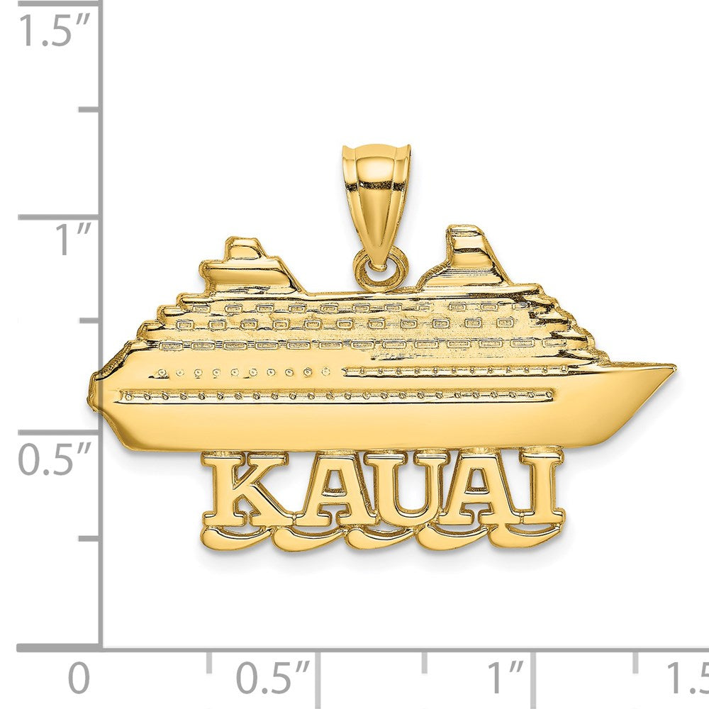 Million Charms 14K Yellow Gold Themed 2-D Polished Kauai Cruise Ship Charm