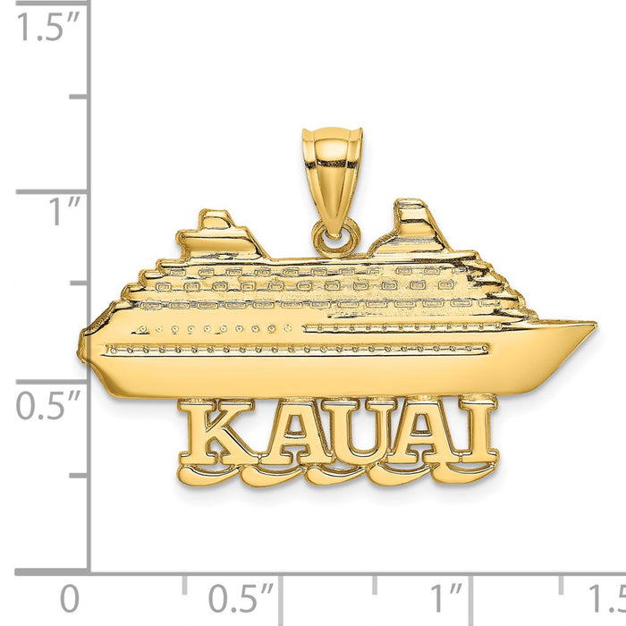 Million Charms 14K Yellow Gold Themed 2-D Polished Kauai Cruise Ship Charm