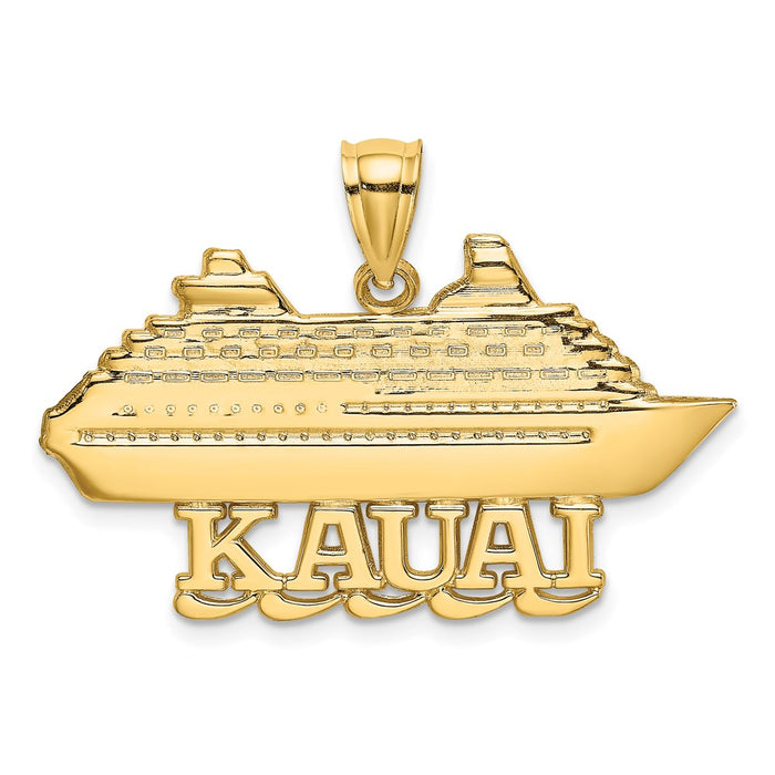 Million Charms 14K Yellow Gold Themed 2-D Polished Kauai Cruise Ship Charm