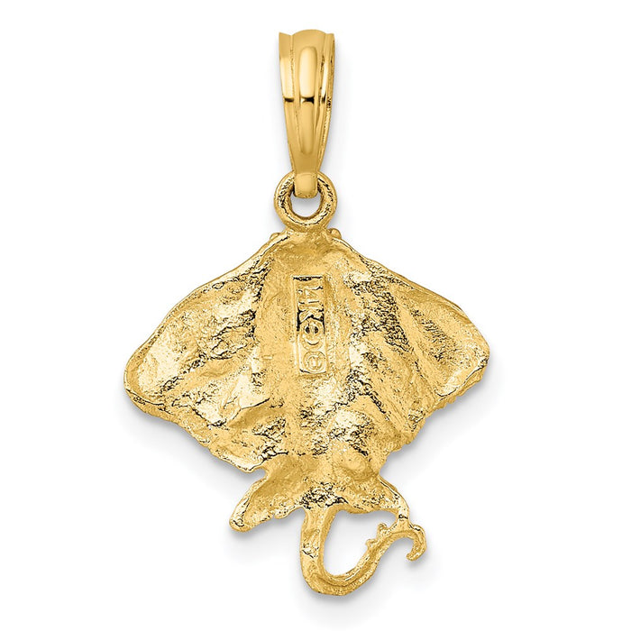 Million Charms 14K Yellow Gold Themed 2-D Stingray Charm