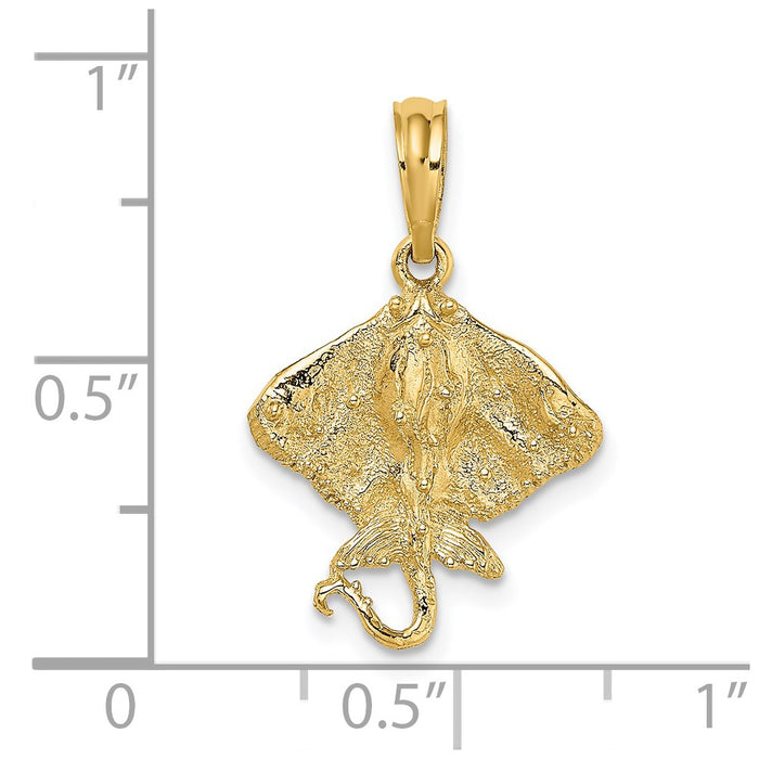 Million Charms 14K Yellow Gold Themed 2-D Stingray Charm