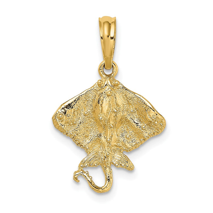 Million Charms 14K Yellow Gold Themed 2-D Stingray Charm