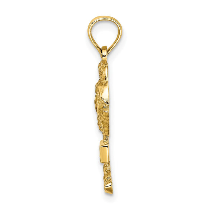 Million Charms 14K Yellow Gold Themed 2-D Hhi Island (Hilton Head Island) On Palm Tree Charm