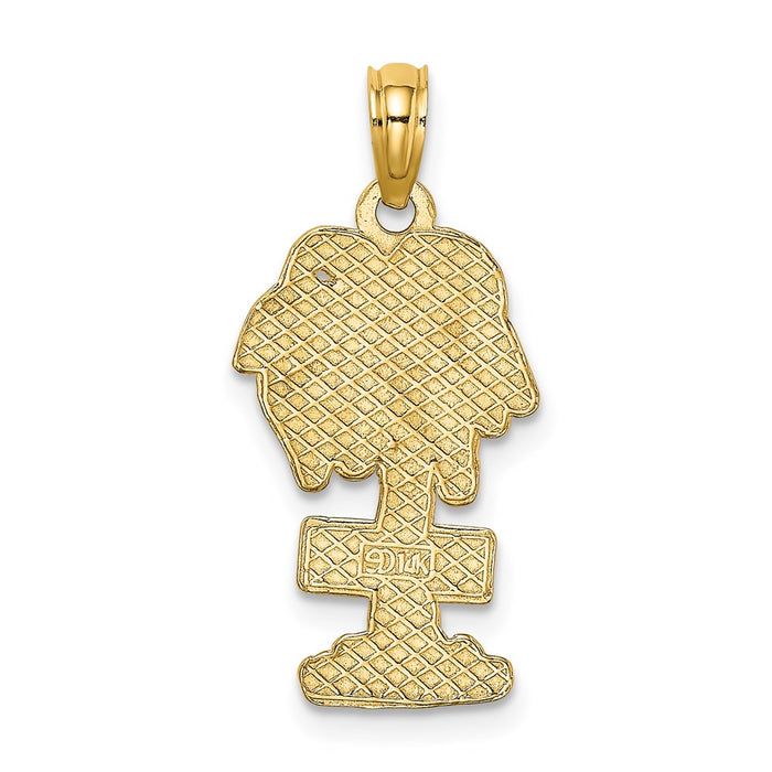 Million Charms 14K Yellow Gold Themed 2-D Hhi Island (Hilton Head Island) On Palm Tree Charm