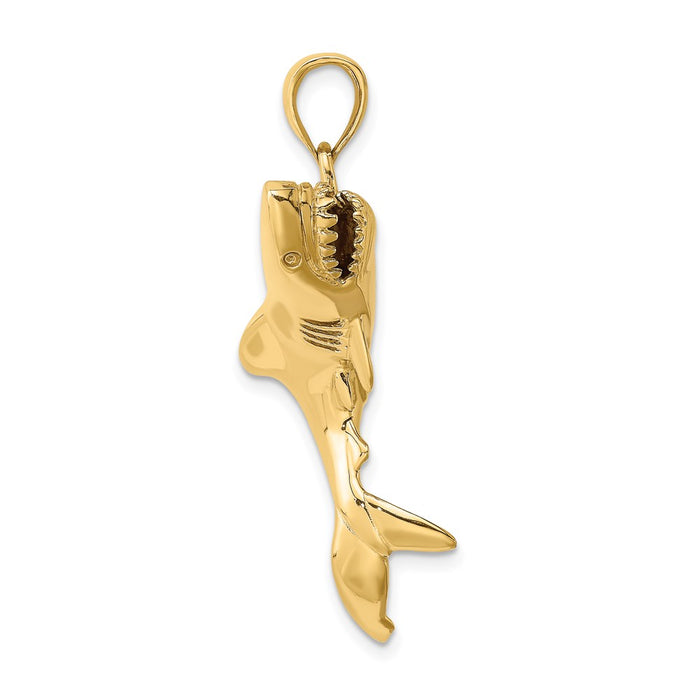 Million Charms 14K Yellow Gold Themed 3-D Polished Shark Charm