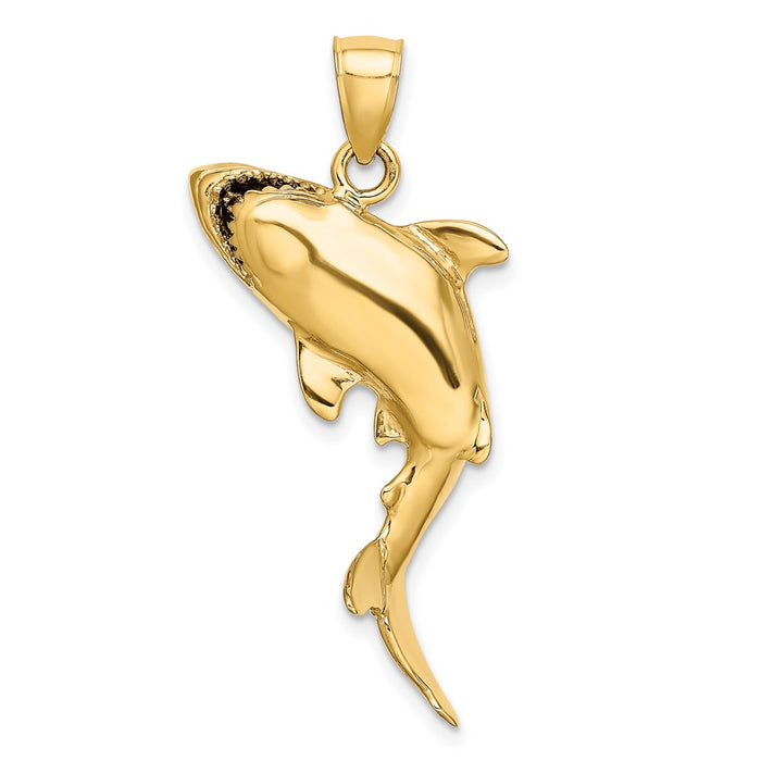 Million Charms 14K Yellow Gold Themed 3-D Polished Shark Charm