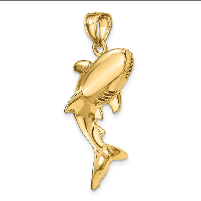 Million Charms 14K Yellow Gold Themed 3-D Polished Shark Charm