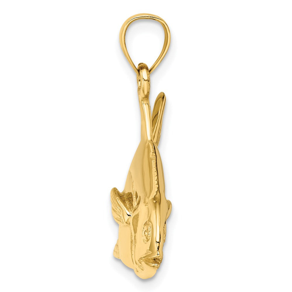Million Charms 14K Yellow Gold Themed 3-D Polished Pompano Fish Charm