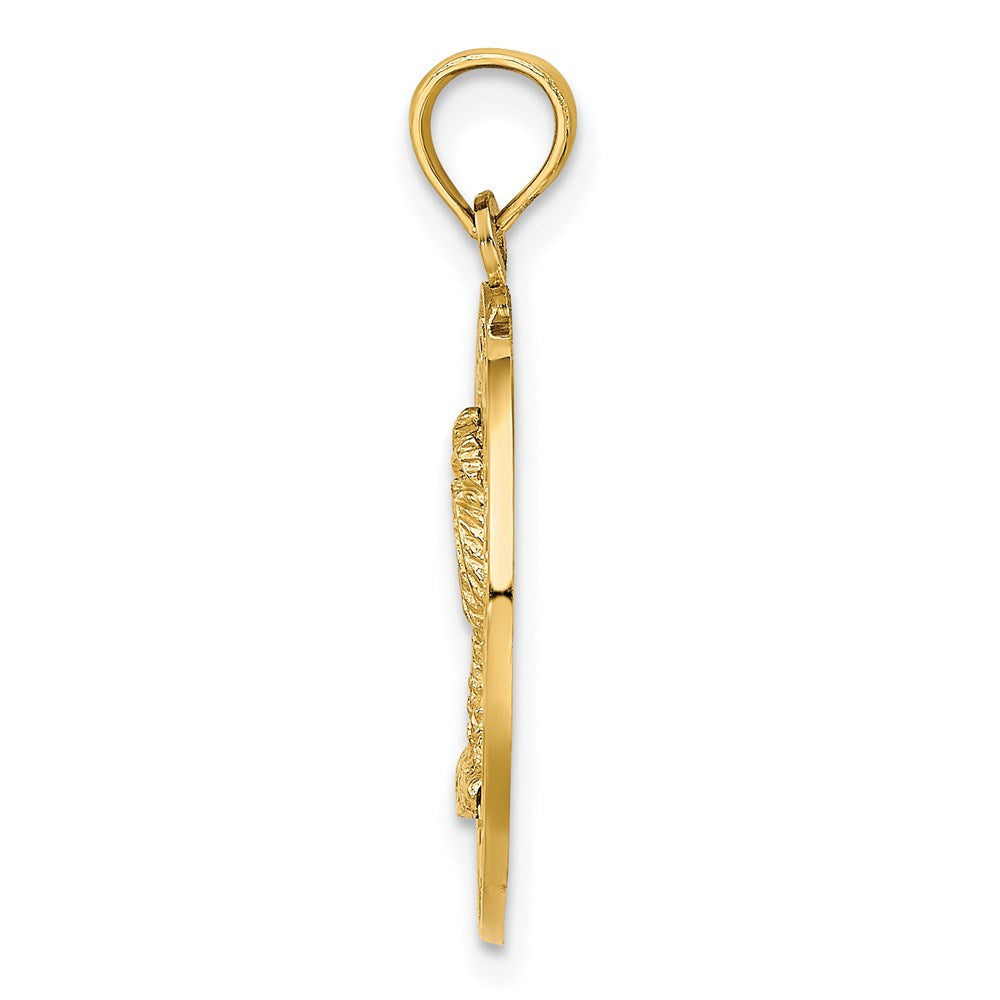 Million Charms 14K Yellow Gold Themed Pawleys Island Round Frame With Palm Tree Charm
