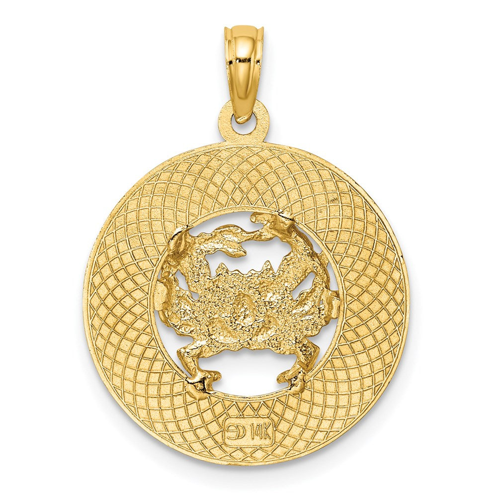 Million Charms 14K Yellow Gold Themed Jamaica On Round Frame With Crab Charm