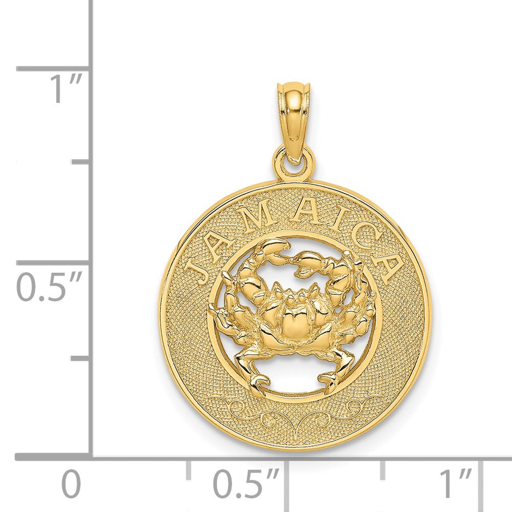 Million Charms 14K Yellow Gold Themed Jamaica On Round Frame With Crab Charm