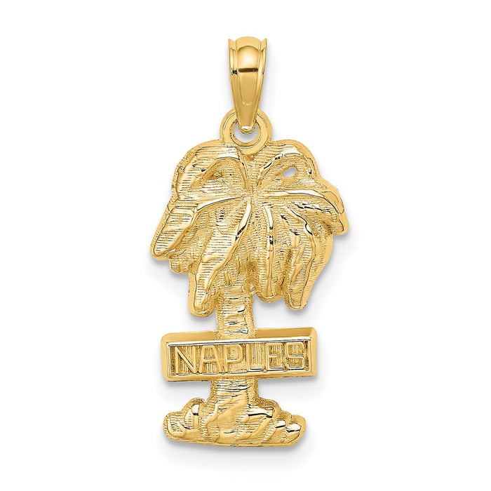 Million Charms 14K Yellow Gold Themed 2-D Naples On Palm Tree Charm