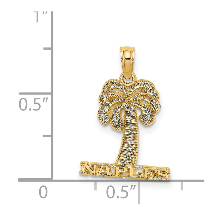 Million Charms 14K Yellow Gold Themed Naples Under Palm Tree Charm