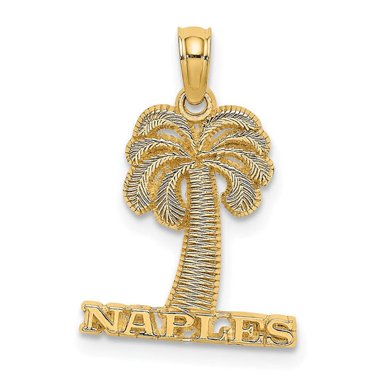 Million Charms 14K Yellow Gold Themed Naples Under Palm Tree Charm