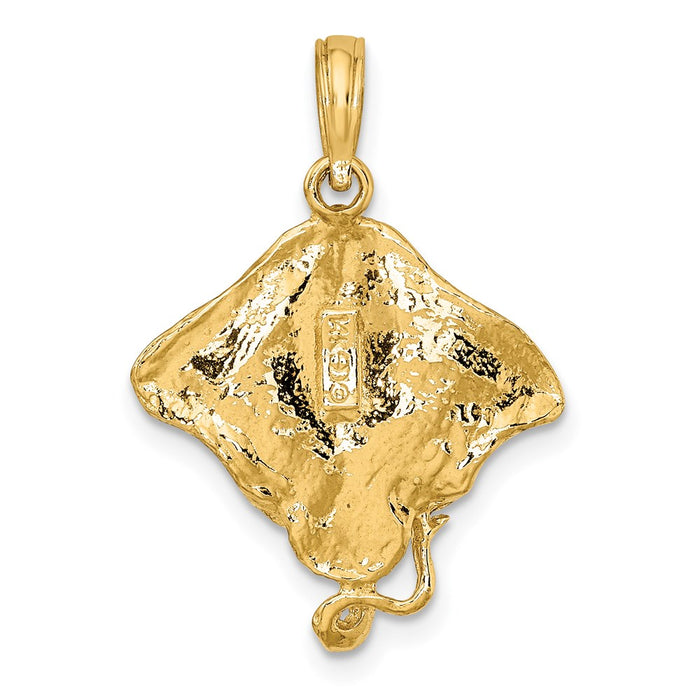 Million Charms 14K Yellow Gold Themed 2-D Stingray Charm