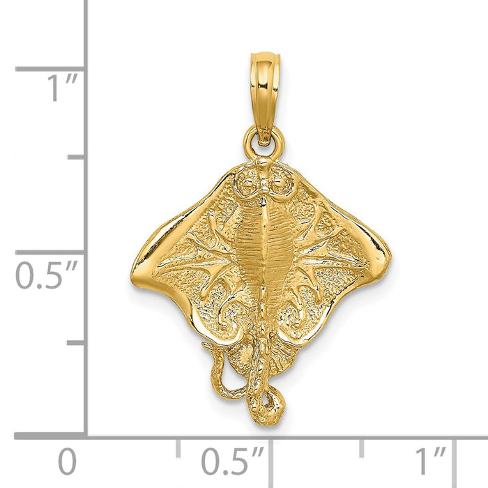 Million Charms 14K Yellow Gold Themed 2-D Stingray Charm