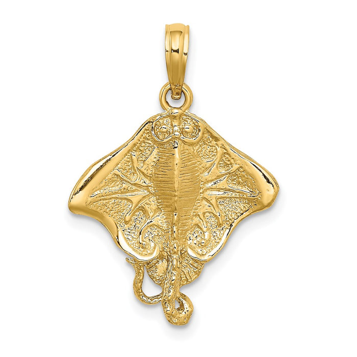 Million Charms 14K Yellow Gold Themed 2-D Stingray Charm