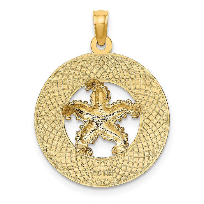 Million Charms 14K Yellow Gold Themed Cancun On Round Frame With Nautical Starfish Charm