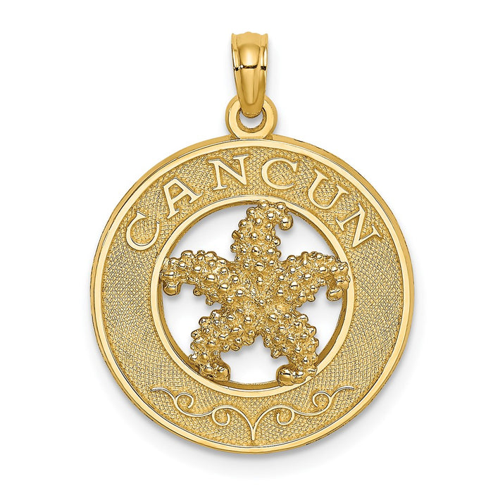 Million Charms 14K Yellow Gold Themed Cancun On Round Frame With Nautical Starfish Charm