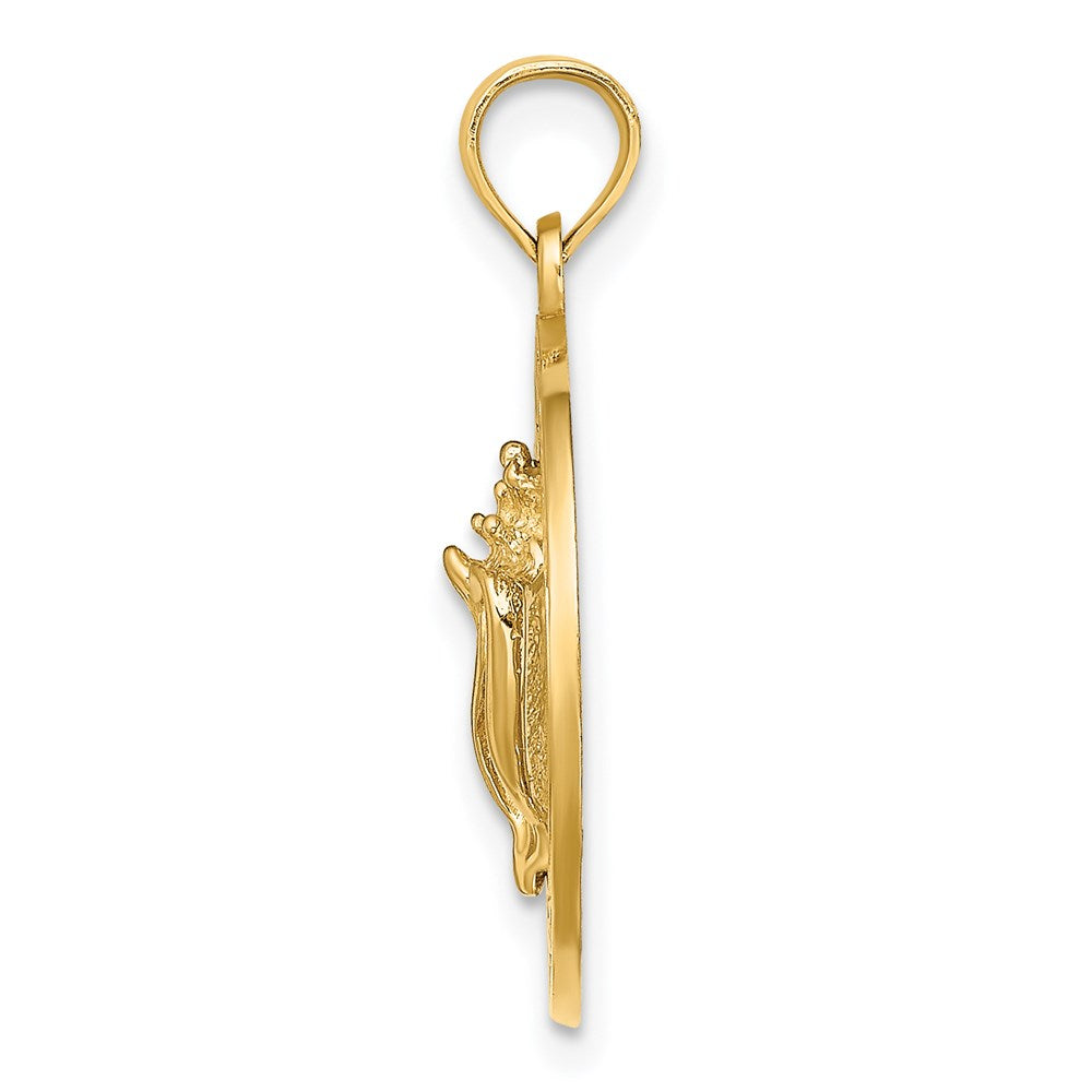 Million Charms 14K Yellow Gold Themed Cancun On Round Frame With Conch Shell Charm