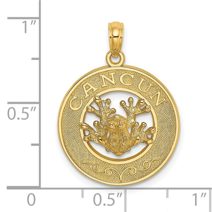 Million Charms 14K Yellow Gold Themed Cancun On Round Frame With Frog Charm