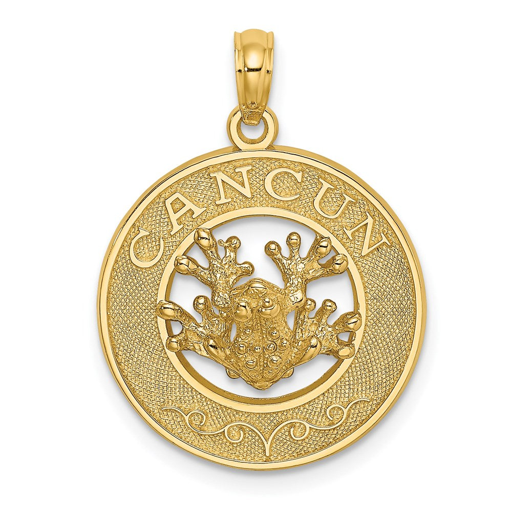 Million Charms 14K Yellow Gold Themed Cancun On Round Frame With Frog Charm