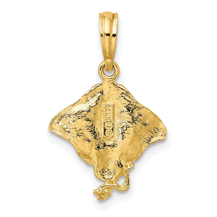 Million Charms 14K Yellow Gold Themed 2-D Stingray Charm