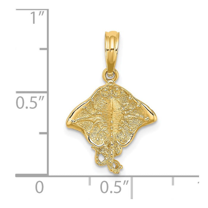 Million Charms 14K Yellow Gold Themed 2-D Stingray Charm