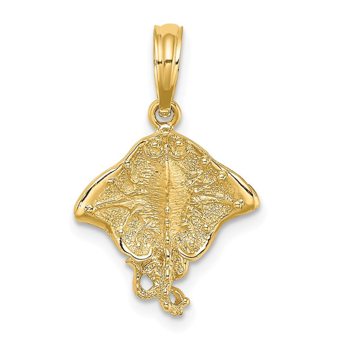 Million Charms 14K Yellow Gold Themed 2-D Stingray Charm