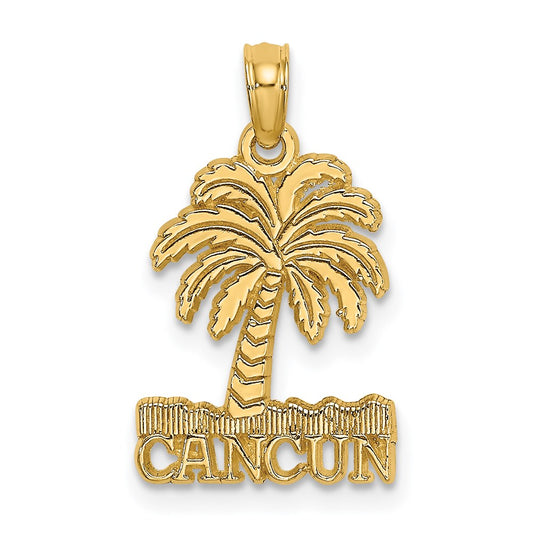 Dije temático de palmera en Cancún de oro amarillo de 14 quilates Million Charms
