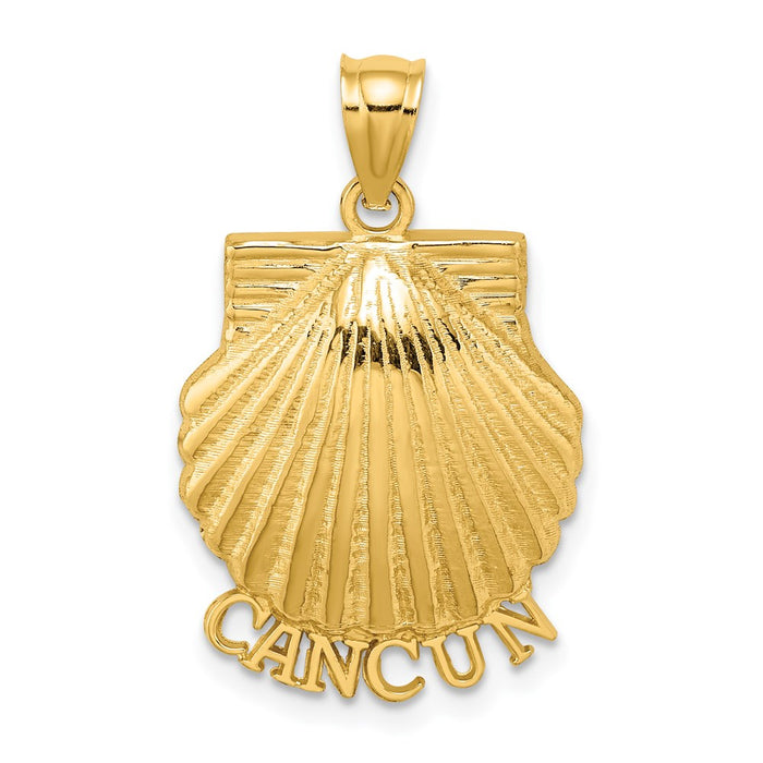 Million Charms 14K Yellow Gold Themed 2-D Cancun Under Scallop Shell Charm