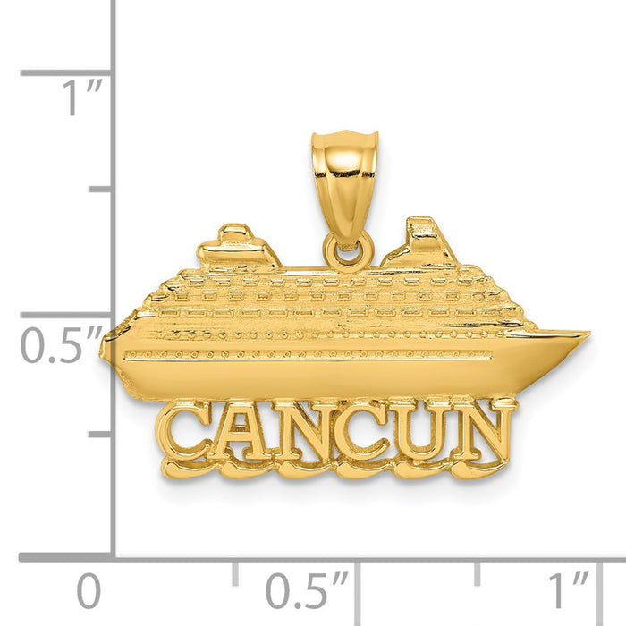 Million Charms 14K Yellow Gold Themed 2-D & Polished Cancun Cruise Ship Charm