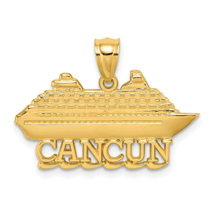 Million Charms 14K Yellow Gold Themed 2-D & Polished Cancun Cruise Ship Charm