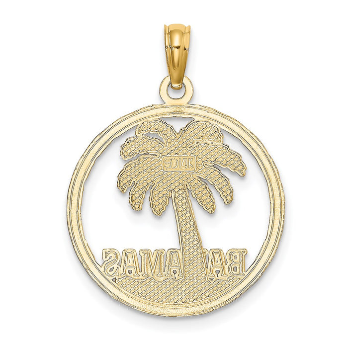 Million Charms 14K Yellow Gold Themed Bahamas Palm Tree Round Frame Charm