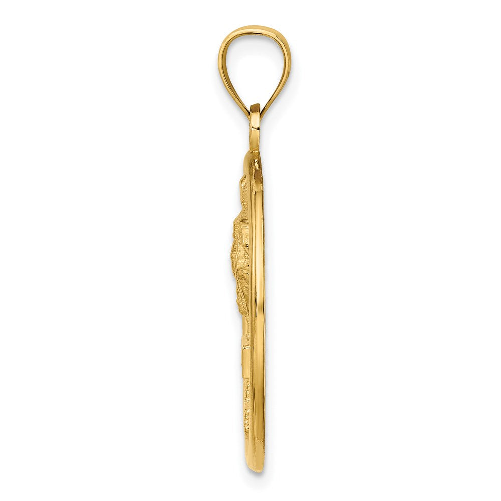 Million Charms 14K Yellow Gold Themed Florida On Palm Tree In Round Frame Charm