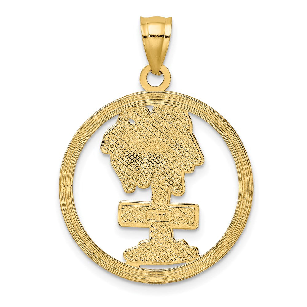 Million Charms 14K Yellow Gold Themed Florida On Palm Tree In Round Frame Charm
