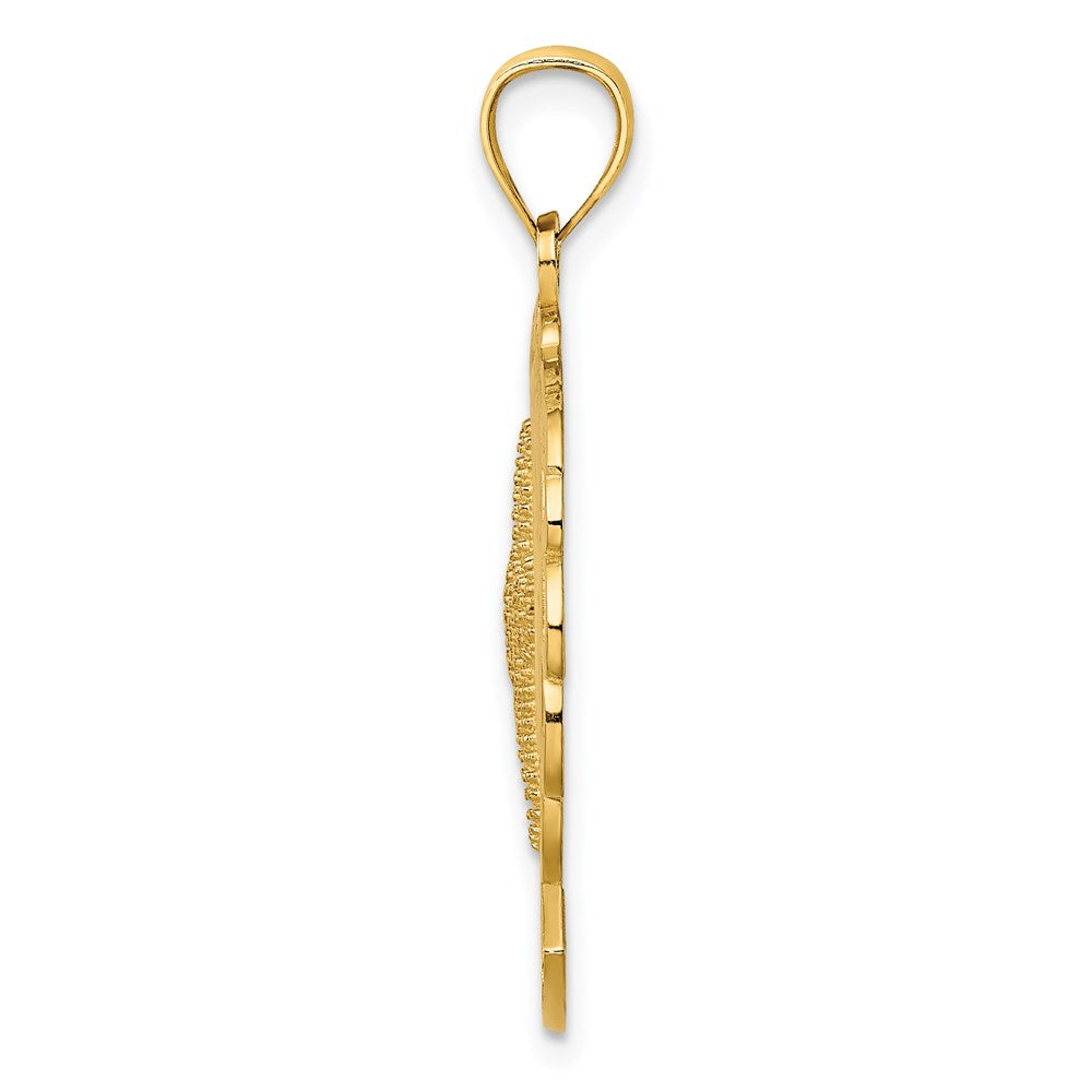 Million Charms 14K Yellow Gold Themed Florida Under Nautical Starfish & Dolphin Wave Frame Charm