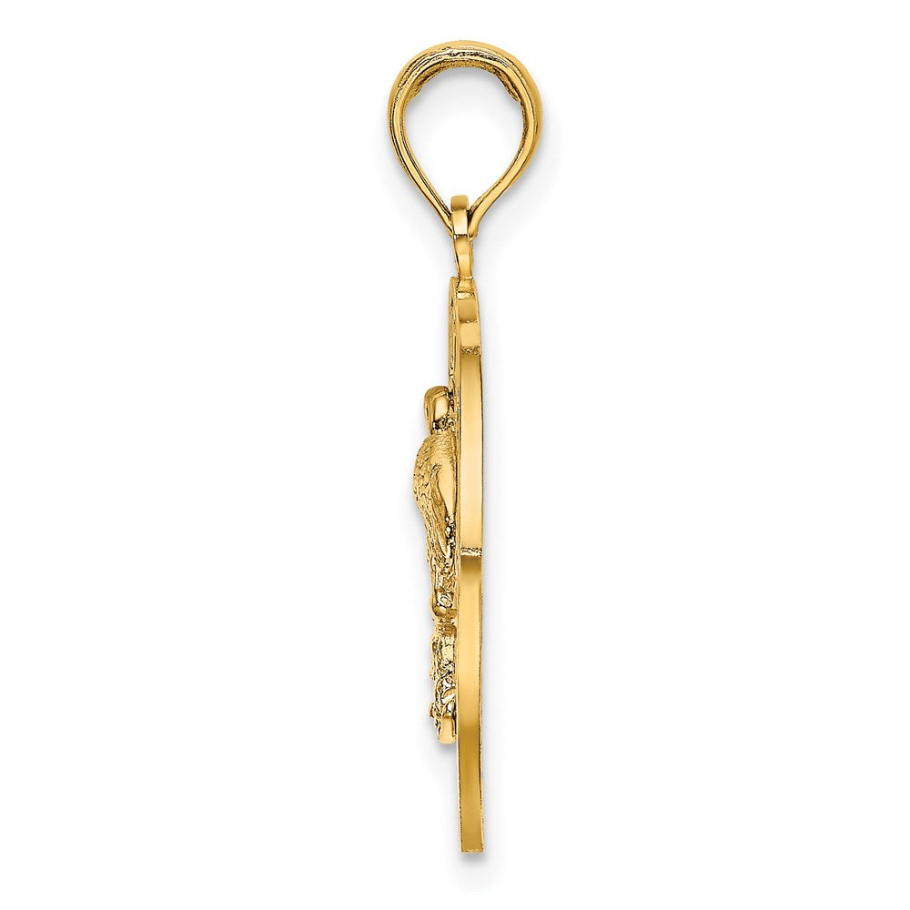 Million Charms 14K Yellow Gold Themed Bonaire On Round Frame With Flamingo Charm