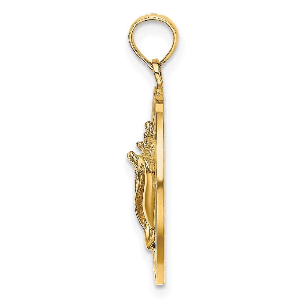 Million Charms 14K Yellow Gold Themed Bonaire On Round Frame With Conch Shell Charm