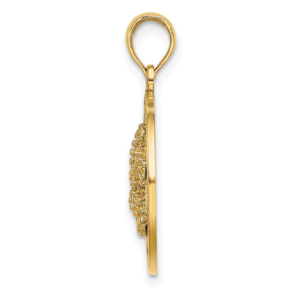 Million Charms 14K Yellow Gold Themed Cape Cod On Round Frame With Nautical Starfish Charm